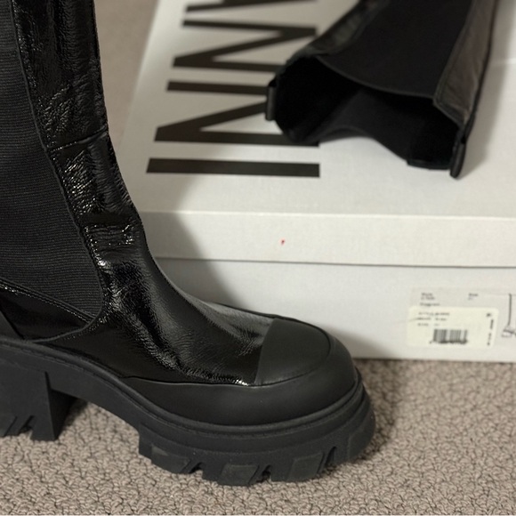 GANNI Black Chunky Knee High Boots Size 41 NEW $675 Retail Platform Lug Sole - Picture 16 of 16